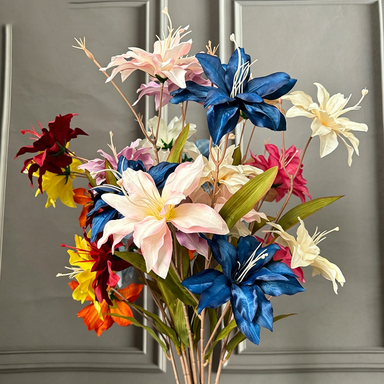 Real-Touch Baby Lily Artificial Flowers, 33" Tall with 5" Blooms, Set of 3 Stems for Vase Arrangements, Wedding Decor, Home Styling