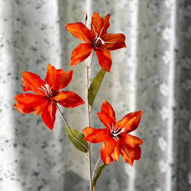 Real-Touch Baby Lily Artificial Flowers, 33" Tall with 5" Blooms, Set of 3 Stems for Vase Arrangements, Wedding Decor, Home Styling