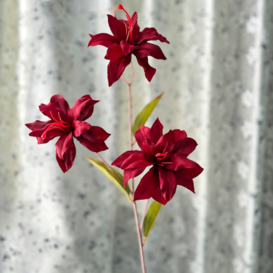 Real-Touch Baby Lily Artificial Flowers, 33" Tall with 5" Blooms, Set of 3 Stems for Vase Arrangements, Wedding Decor, Home Styling
