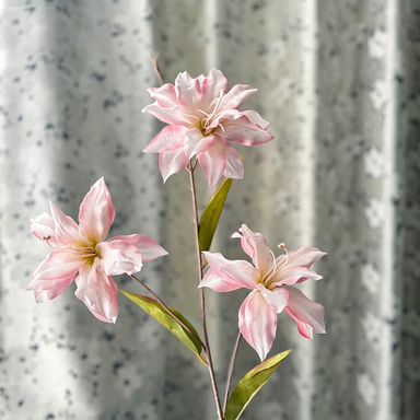 Real-Touch Baby Lily Artificial Flowers, 33" Tall with 5" Blooms, Set of 3 Stems for Vase Arrangements, Wedding Decor, Home Styling
