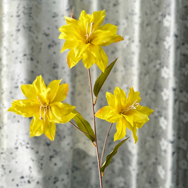 Real-Touch Baby Lily Artificial Flowers, 33" Tall with 5" Blooms, Set of 3 Stems for Vase Arrangements, Wedding Decor, Home Styling