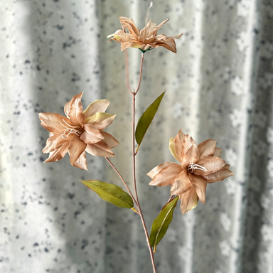 Real-Touch Baby Lily Artificial Flowers, 33" Tall with 5" Blooms, Set of 3 Stems for Vase Arrangements, Wedding Decor, Home Styling