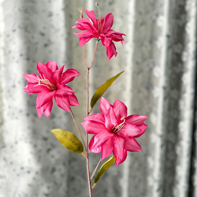 Real-Touch Baby Lily Artificial Flowers, 33" Tall with 5" Blooms, Set of 3 Stems for Vase Arrangements, Wedding Decor, Home Styling