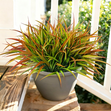 Spring Grass Artificial Greenery, 15" Real-Touch Plastic Stems, 2-Pack, Perfect for Home Decor, Weddings, and Outdoor Arrangements