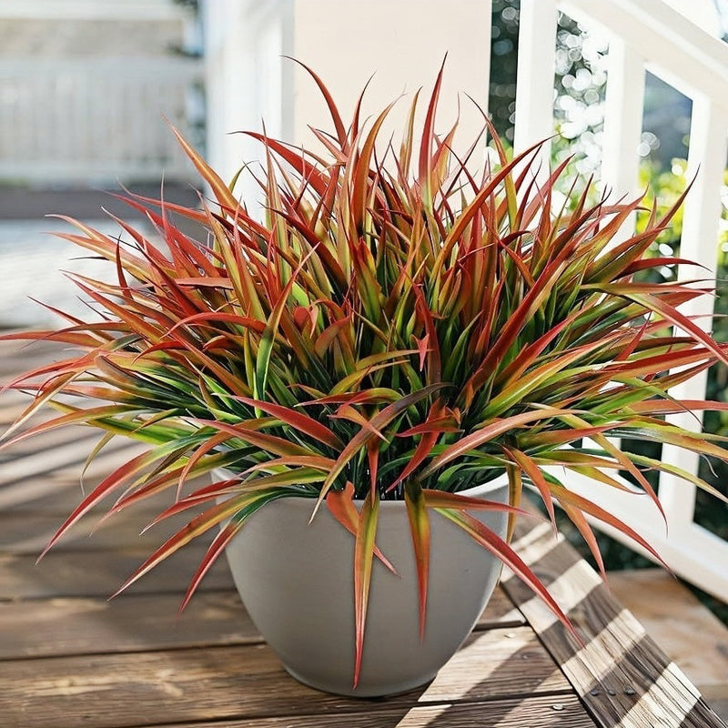 Spring Grass Artificial Greenery, 15" Real-Touch Plastic Stems, 2-Pack, Perfect for Home Decor, Weddings, and Outdoor Arrangements