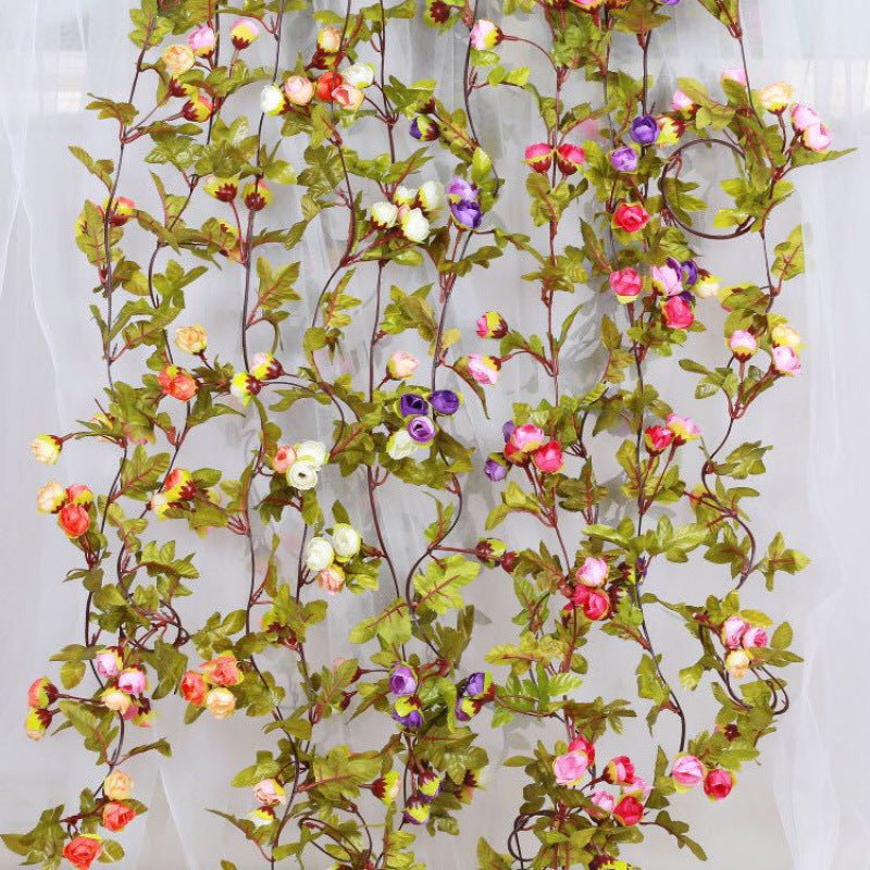 Autumn Star Small Rose Garland, 42 Silk Roses, 87" Long, Real-Touch Faux Flowers for Weddings, Home Decor, Events