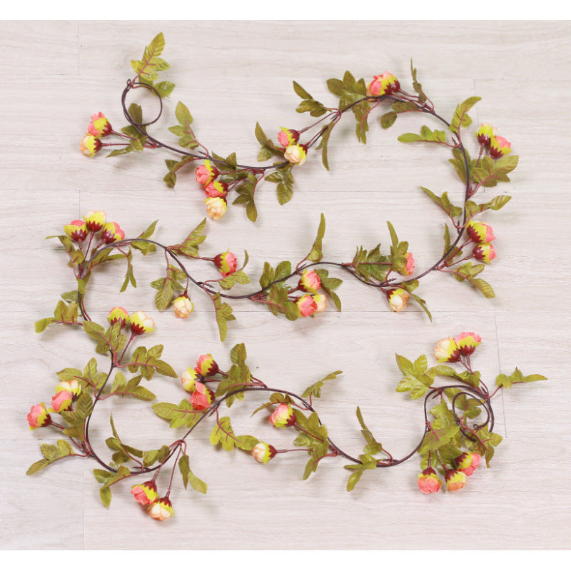 Autumn Star Small Rose Garland, 42 Silk Roses, 87" Long, Real-Touch Faux Flowers for Weddings, Home Decor, Events