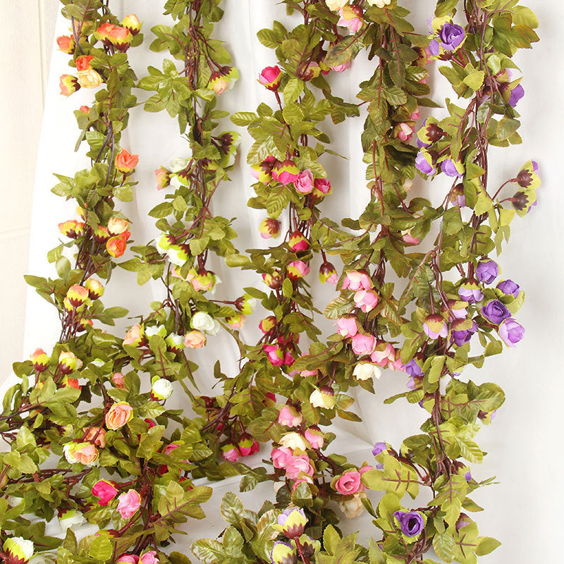 Autumn Star Small Rose Garland, 42 Silk Roses, 87" Long, Real-Touch Faux Flowers for Weddings, Home Decor, Events