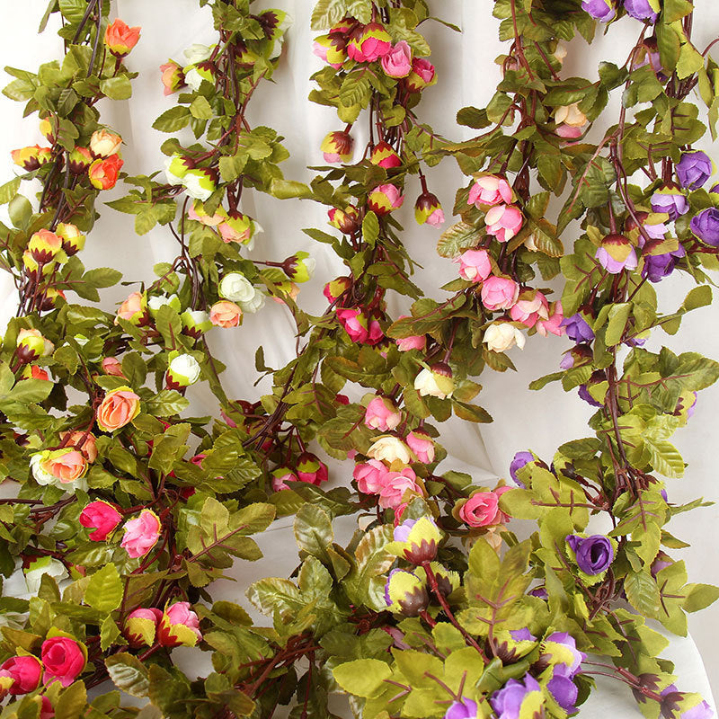 Autumn Star Small Rose Garland, 42 Silk Roses, 87" Long, Real-Touch Faux Flowers for Weddings, Home Decor, Events