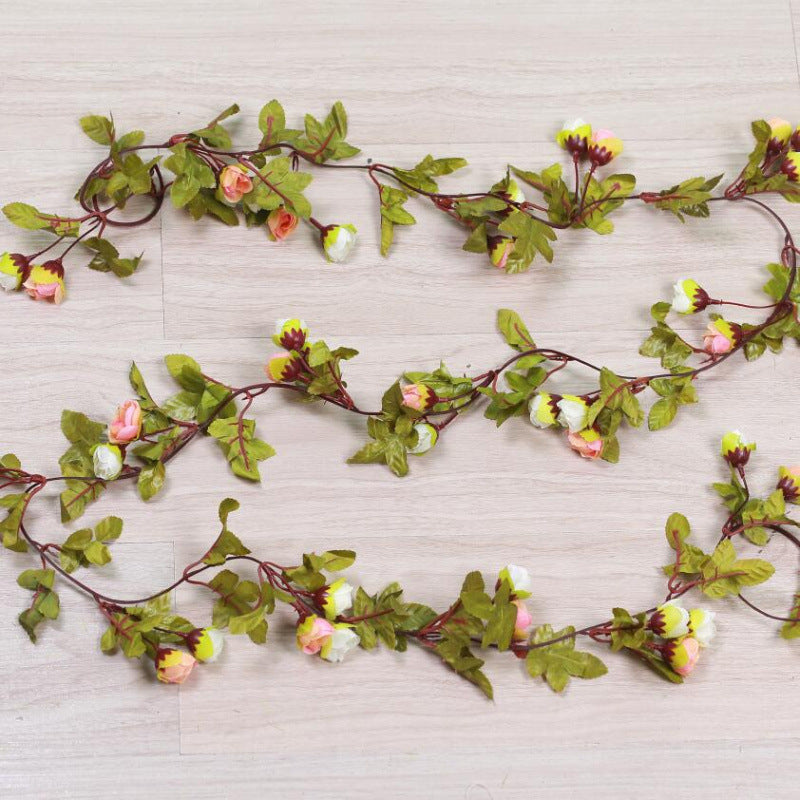 Autumn Star Small Rose Garland, 42 Silk Roses, 87" Long, Real-Touch Faux Flowers for Weddings, Home Decor, Events
