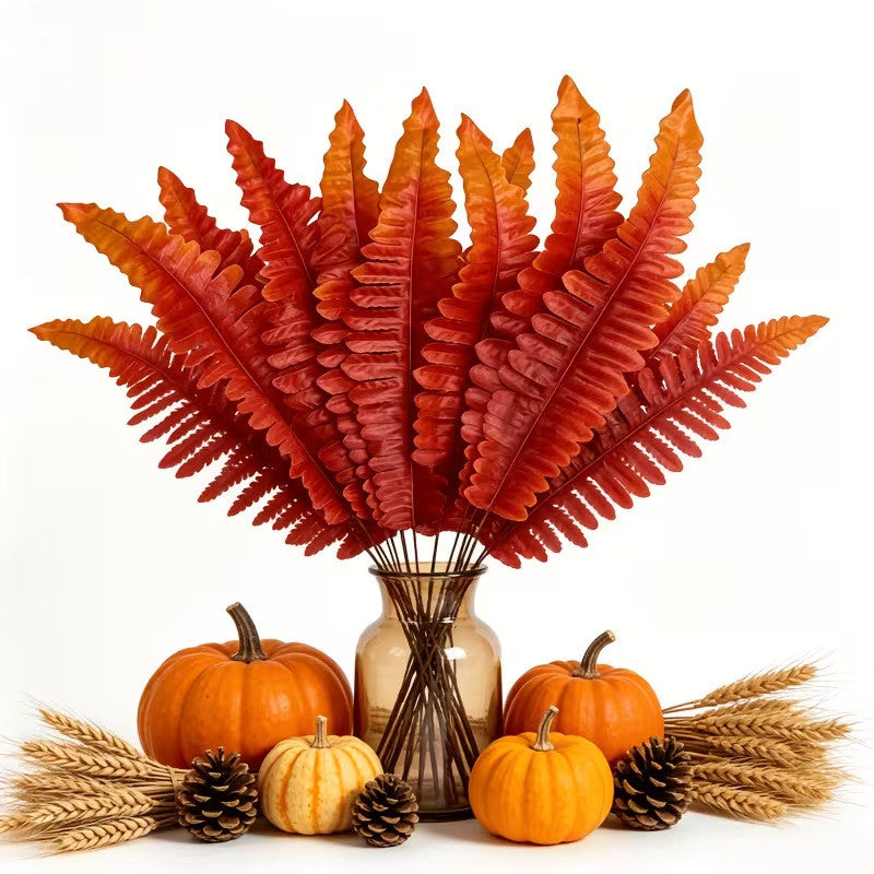Autumn Persian Fern Leaves, 20-Pack, 3" Tall, Plastic Real-Touch Faux Greenery for Vase Arrangements, Home Decor, Wedding & Event Styling