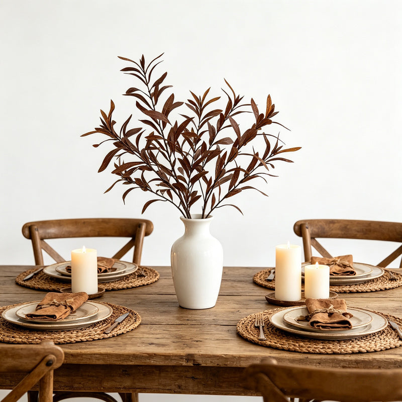 Realistic Olive Leaf Stem, 24", Plastic, Modern Farmhouse Decor, Perfect for Vases, Home Decor, Weddings & Events