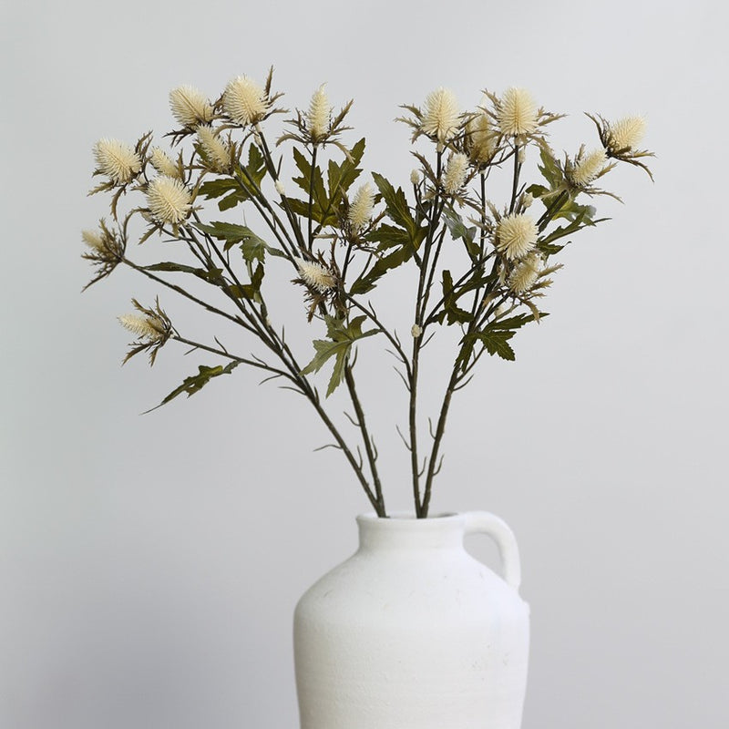 Realistic Eryngium Artificial Flowers, 27" Long Retro-Style Sea Holly Stems, 2-Pack for Home Decor, Wedding Arrangements & Wholesale Floral Design