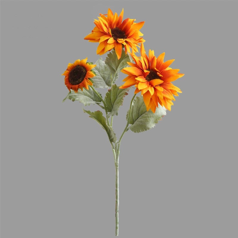 Real-Touch Artificial Sunflower Stems, 3 Heads, 20" Length, Farmhouse Style, Perfect for Home Decor, Weddings, Events, and Commercial Spaces