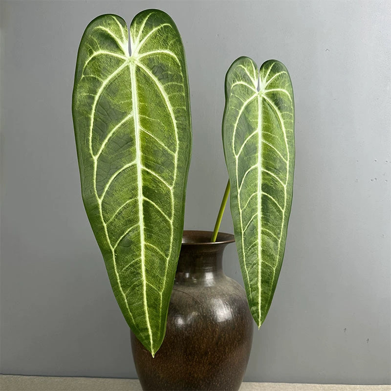 2-Pack Realistic Anthurium Faux Greenery, 35" Long Artificial Leaves, Light Green & Green, Indoor Home Decor, Wedding Centerpieces, Floral Arrangements