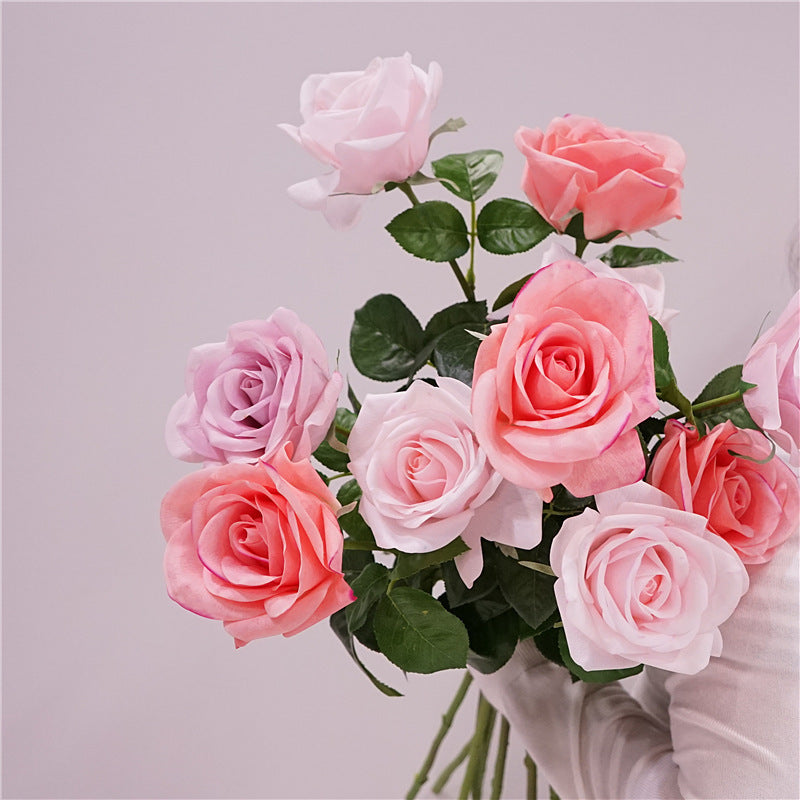 Real-Touch Artificial Carola Rose Stem, 26" Long, 4" Bloom, Perfect for Wedding Bouquets, Home Decor, and Event Arrangements