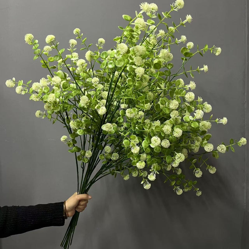 Real-Touch Orb Grass Artificial Plant, 35", 5 Stems, Green, Perfect for Wedding Decor, Home Arrangements, and Event Styling