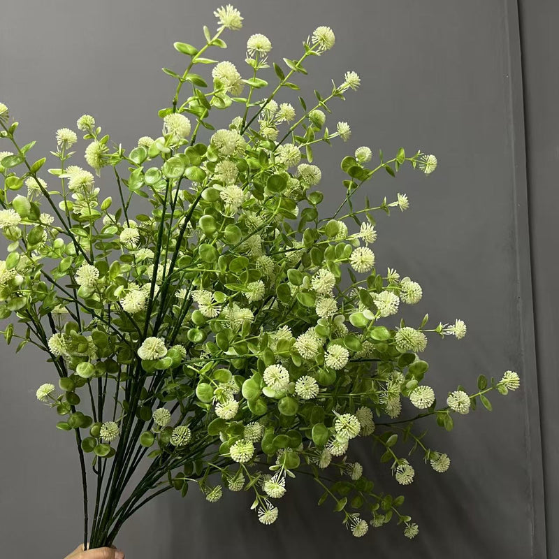 Real-Touch Orb Grass Artificial Plant, 35", 5 Stems, Green, Perfect for Wedding Decor, Home Arrangements, and Event Styling