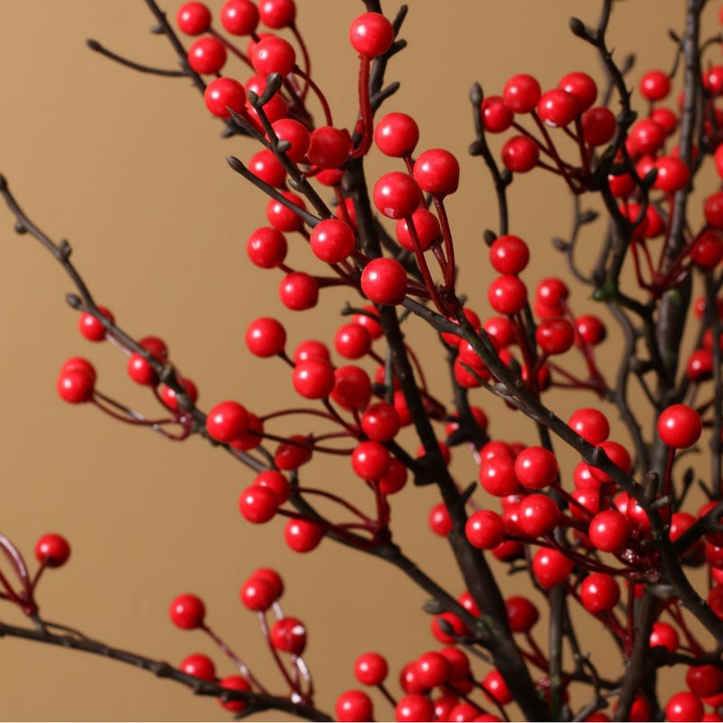 Real-Touch Holly Berry Artificial Stems, 24"-35", Red Faux Berries for Home Decor, Weddings, and Seasonal Arrangements