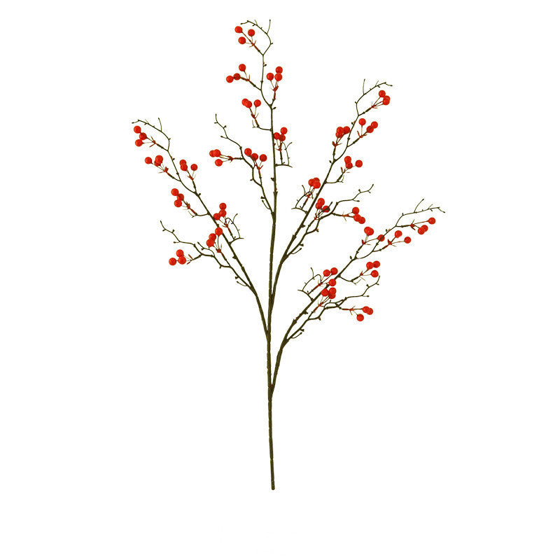 Real-Touch Holly Berry Artificial Stems, 24"-35", Red Faux Berries for Home Decor, Weddings, and Seasonal Arrangements