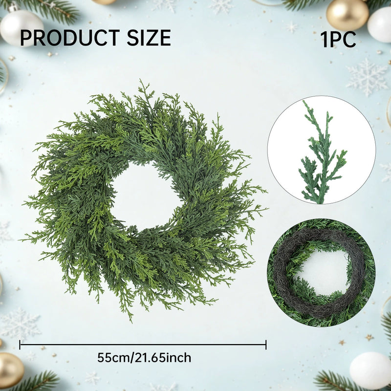 Christmas Wreath with Fir Tips and Berries, 22" Indoor/Outdoor Holiday Decor, Real-Touch Faux Greenery for Home, Events, and Gifting