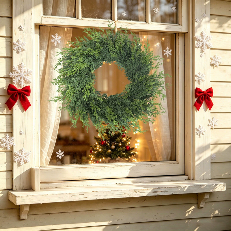 Christmas Wreath with Fir Tips and Berries, 22" Indoor/Outdoor Holiday Decor, Real-Touch Faux Greenery for Home, Events, and Gifting