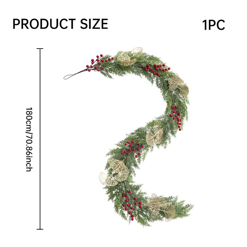 Artificial Christmas Pine and Berry Garland, 71" Real-Touch Faux Greenery, Perfect for Holiday Decor, Home Styling, and Events