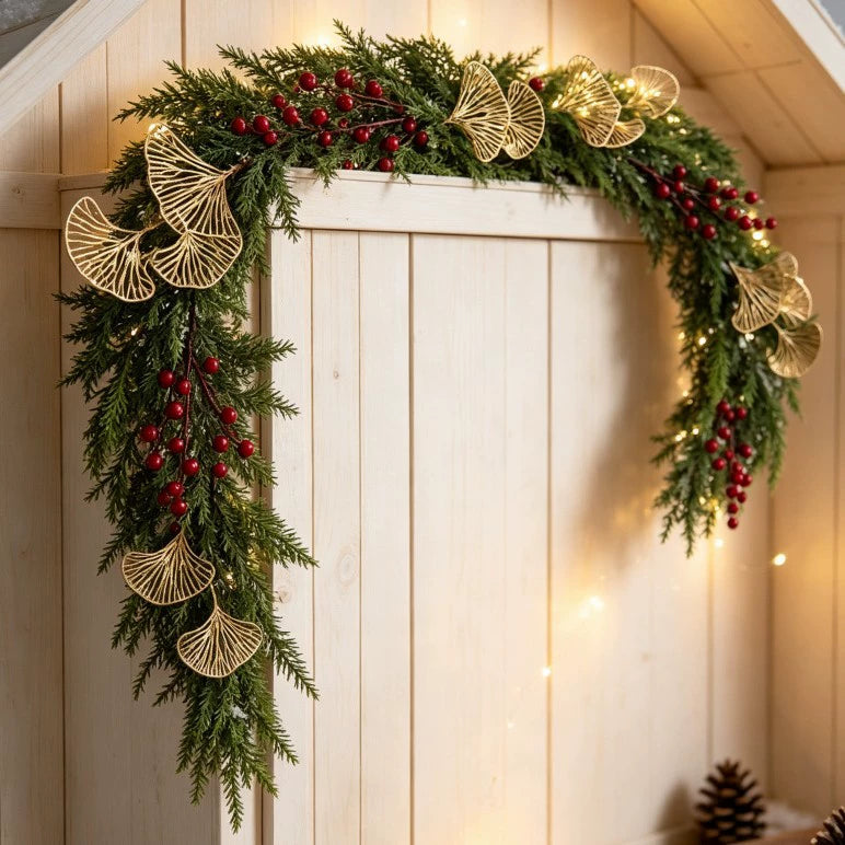 Artificial Christmas Pine and Berry Garland, 71" Real-Touch Faux Greenery, Perfect for Holiday Decor, Home Styling, and Events