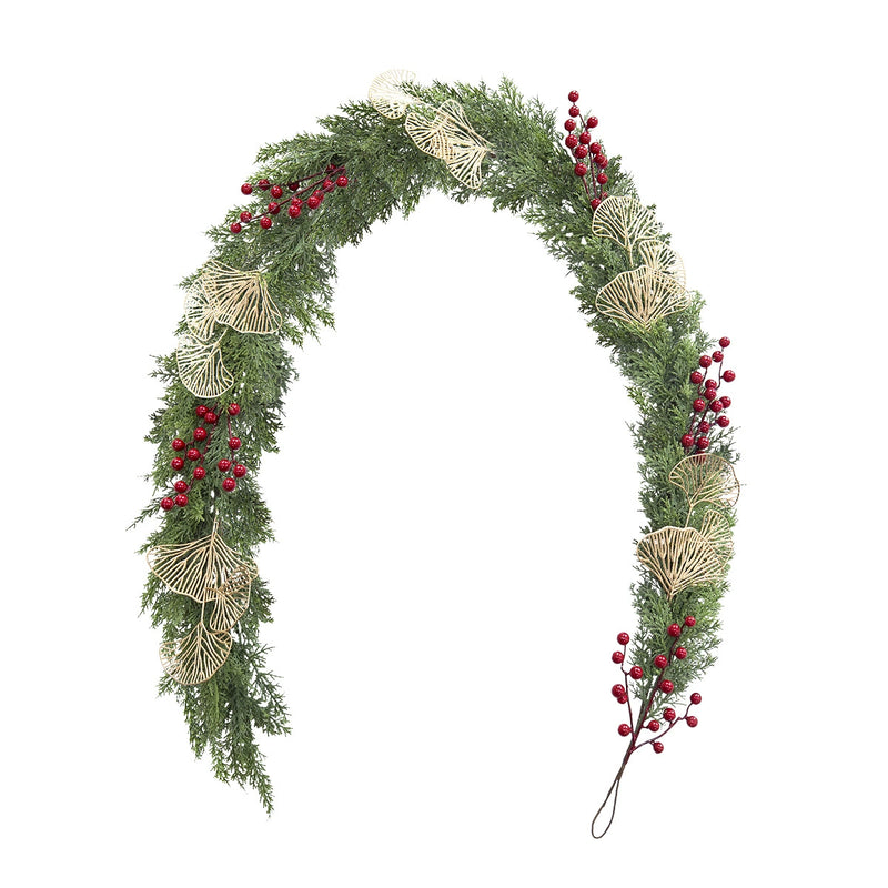Artificial Christmas Pine and Berry Garland, 71" Real-Touch Faux Greenery, Perfect for Holiday Decor, Home Styling, and Events