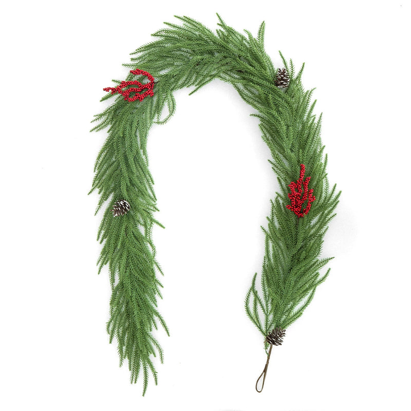 71" Realistic Pinecone & Berry Vine Garland, Christmas Decor for Staircase, Table, Mantel, Holiday & Wedding Arrangements