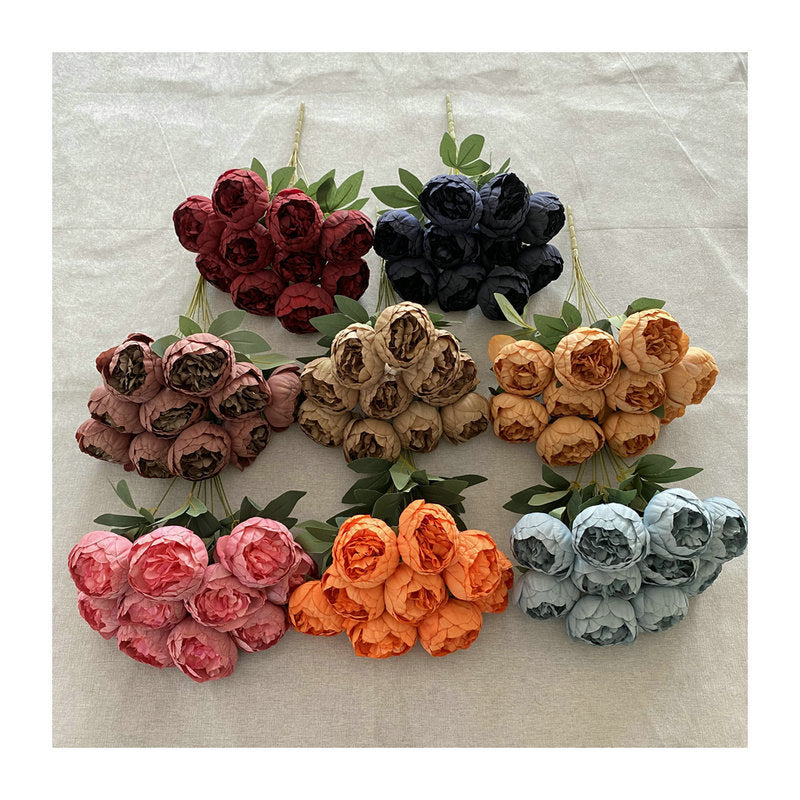 Peony Stems, 10 Blooms per Stem (19" Height, 3" Flower Heads), Ins Modern Style for Weddings, Home Decor, Floral Arrangements