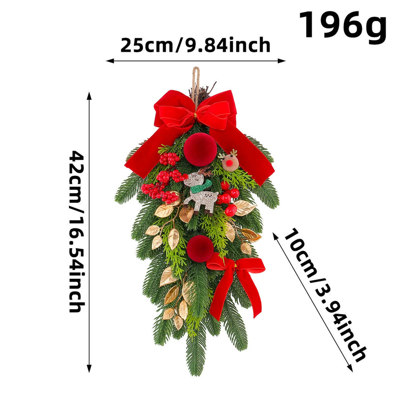 Velvet Red Reindeer Christmas Swag Garland,  Realistic Holiday Decor for Doors, Fireplace, Hotels & Bulk Event Styling