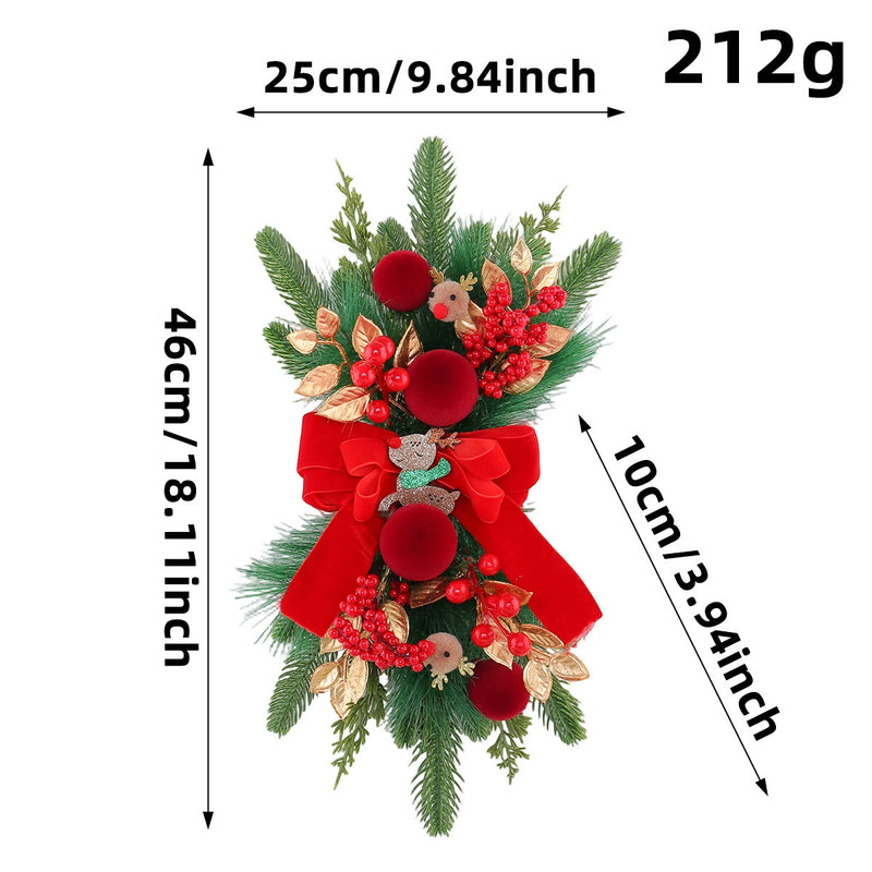 Velvet Red Reindeer Christmas Swag Garland,  Realistic Holiday Decor for Doors, Fireplace, Hotels & Bulk Event Styling