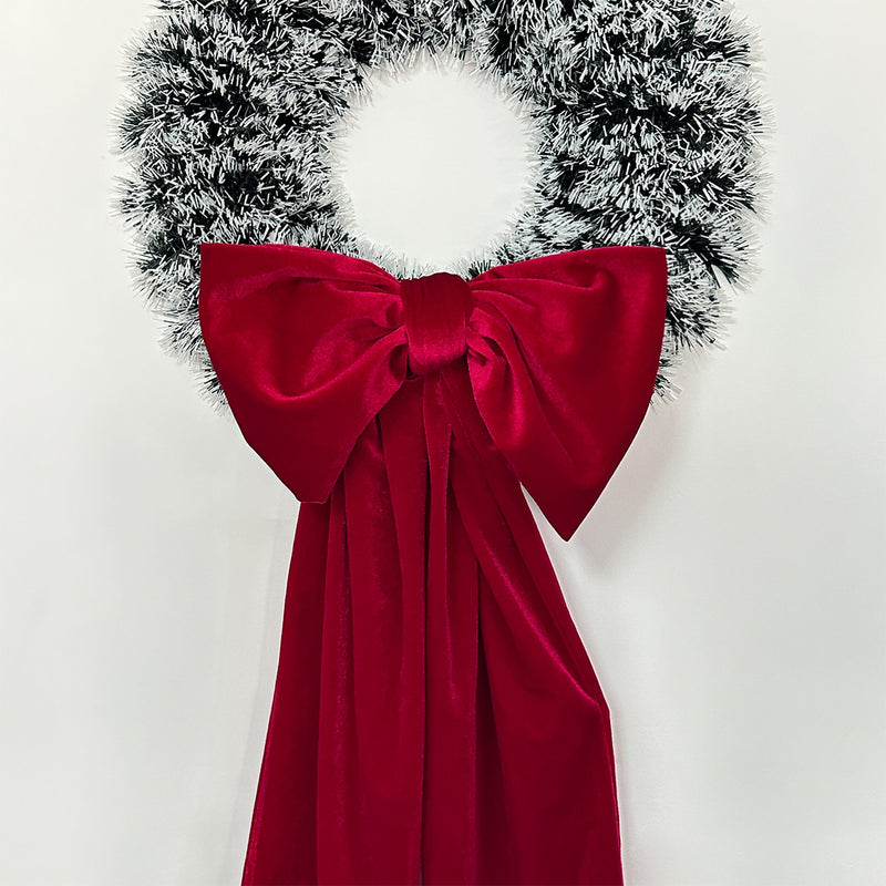 Christmas Velvet Ribbon Garland, 6.5ft Long Floral Bow Decor for Holiday Wreaths, Tree Toppers & Party Decorations, Indoor/Outdoor Use