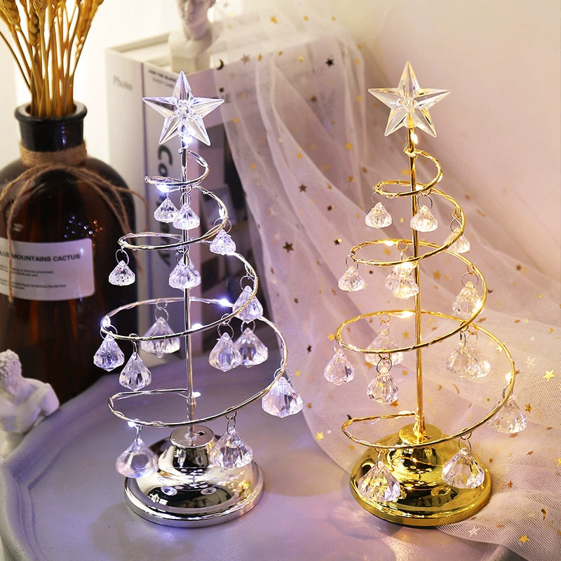 10" Glam LED Crystal Christmas Tree in Gold or Silver, Elegant Tabletop Decor for Holidays, Weddings & Events, Battery-Operated Light-Up Centerpiece
