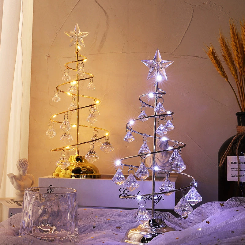 10" Glam LED Crystal Christmas Tree in Gold or Silver, Elegant Tabletop Decor for Holidays, Weddings & Events, Battery-Operated Light-Up Centerpiece