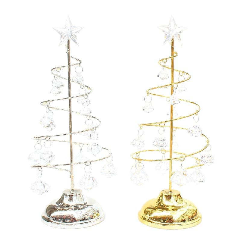 10" Glam LED Crystal Christmas Tree in Gold or Silver, Elegant Tabletop Decor for Holidays, Weddings & Events, Battery-Operated Light-Up Centerpiece