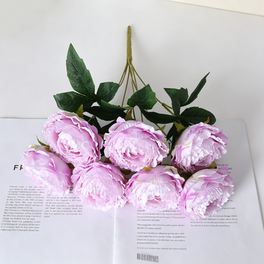 Peony Stems, 7 Blooms per Stem (3.5" Wide), 19" Long - Luxe Faux Flowers for Weddings, Home Decor & Floral Arrangements
