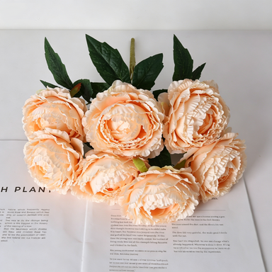 Peony Stems, 7 Blooms per Stem (3.5" Wide), 19" Long - Luxe Faux Flowers for Weddings, Home Decor & Floral Arrangements