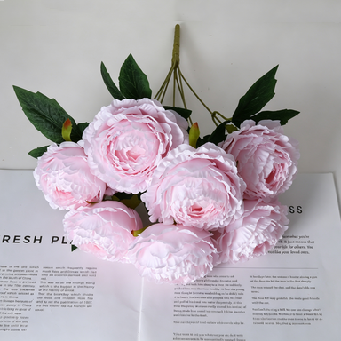 Peony Stems, 7 Blooms per Stem (3.5" Wide), 19" Long - Luxe Faux Flowers for Weddings, Home Decor & Floral Arrangements