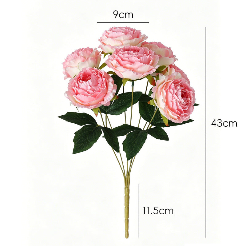 Peony Stems, 7 Blooms per Stem (3.5" Wide), 19" Long - Luxe Faux Flowers for Weddings, Home Decor & Floral Arrangements