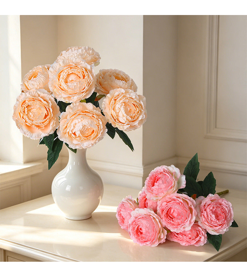 Peony Stems, 7 Blooms per Stem (3.5" Wide), 19" Long - Luxe Faux Flowers for Weddings, Home Decor & Floral Arrangements