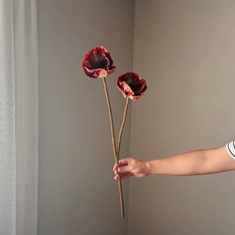 Realistic Artificial Poppy Stems, 30" Long with 5.5" Bloom Heads,  Perfect for Wedding Centerpieces, Home Decor, Floral Arrangements