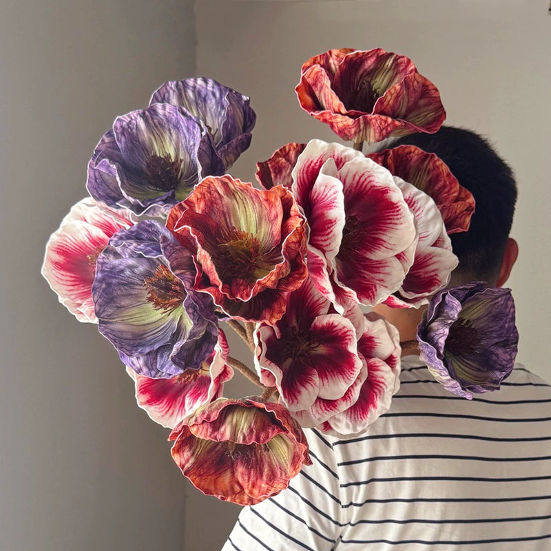 Realistic Artificial Poppy Stems, 30" Long with 5.5" Bloom Heads,  Perfect for Wedding Centerpieces, Home Decor, Floral Arrangements