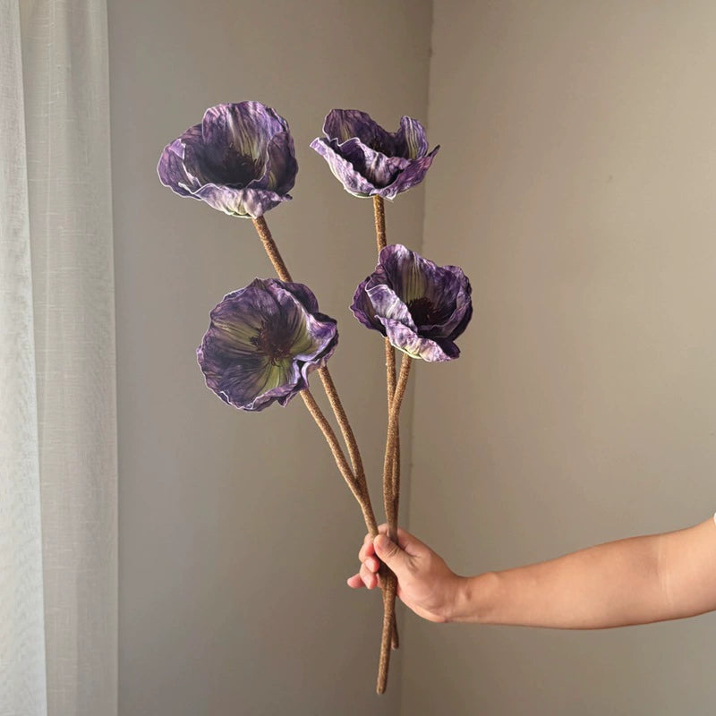 Realistic Artificial Poppy Stems, 30" Long with 5.5" Bloom Heads,  Perfect for Wedding Centerpieces, Home Decor, Floral Arrangements