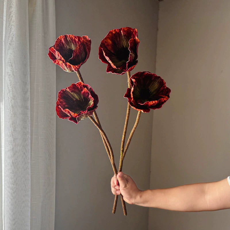 Realistic Artificial Poppy Stems, 30" Long with 5.5" Bloom Heads,  Perfect for Wedding Centerpieces, Home Decor, Floral Arrangements