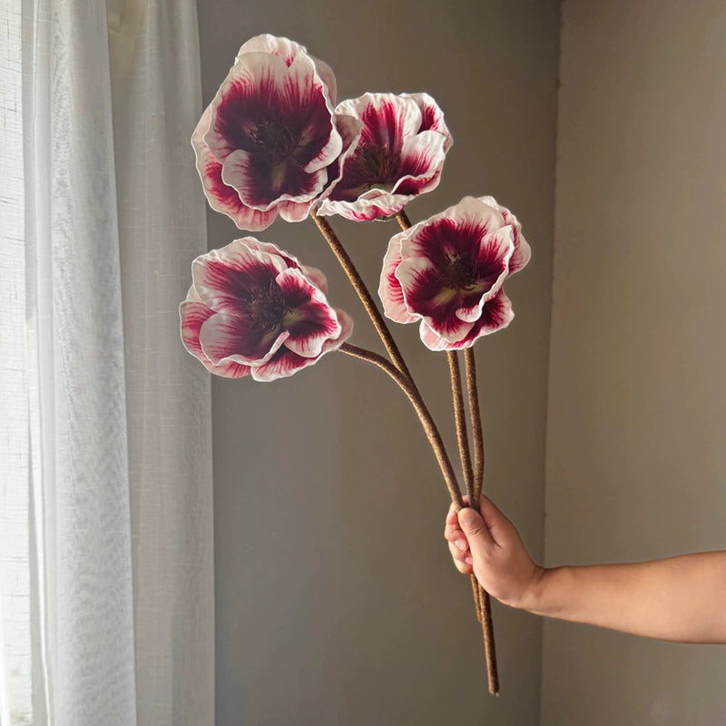 Realistic Artificial Poppy Stems, 30" Long with 5.5" Bloom Heads,  Perfect for Wedding Centerpieces, Home Decor, Floral Arrangements