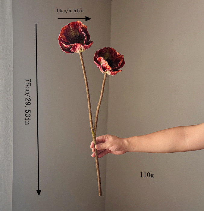 Realistic Artificial Poppy Stems, 30" Long with 5.5" Bloom Heads,  Perfect for Wedding Centerpieces, Home Decor, Floral Arrangements