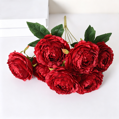 Peony Stems, 7 Blooms per Stem (3.5" Wide), 19" Long - Luxe Faux Flowers for Weddings, Home Decor & Floral Arrangements