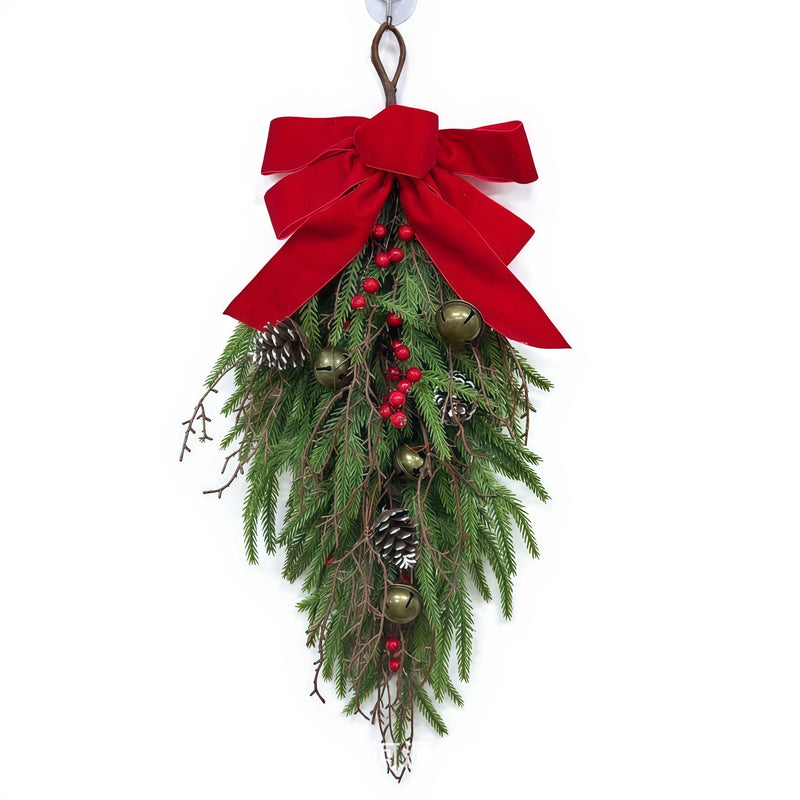 Lifelike Artificial Pine Needle & Pinecone Wreath with Red Berries, Christmas Holiday Decor for Home, Wedding, Store Displays